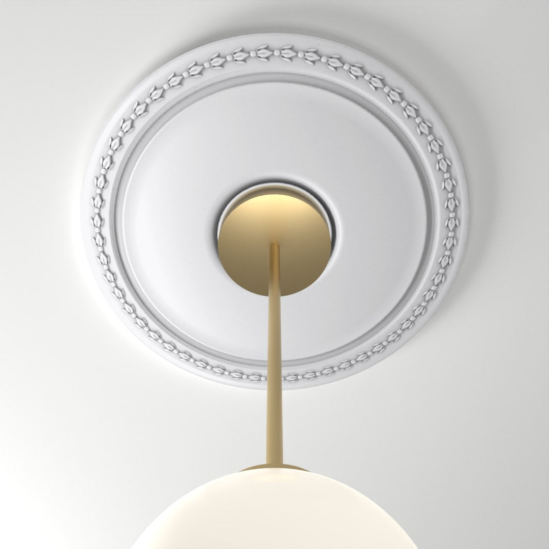 RM1717-SM ceiling medallion installed with pendant light