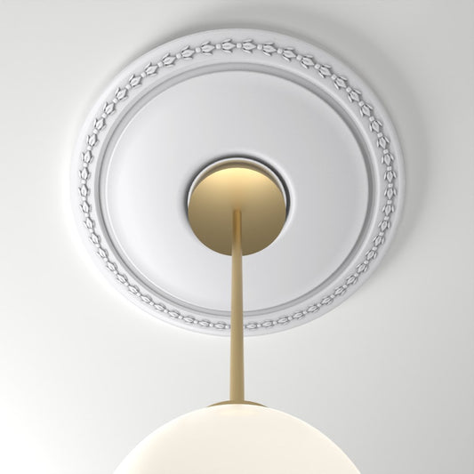RM1717-SM ceiling medallion installed with pendant light