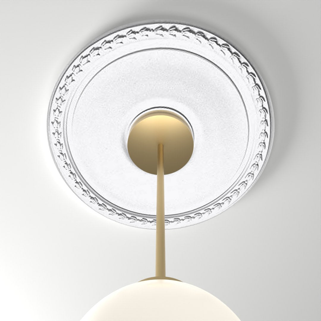 RM1717 ceiling medallion installed with pendant light