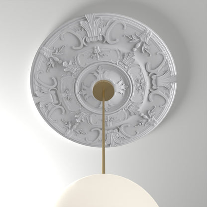 RM1818-32 ceiling medallion installed with pendant light
