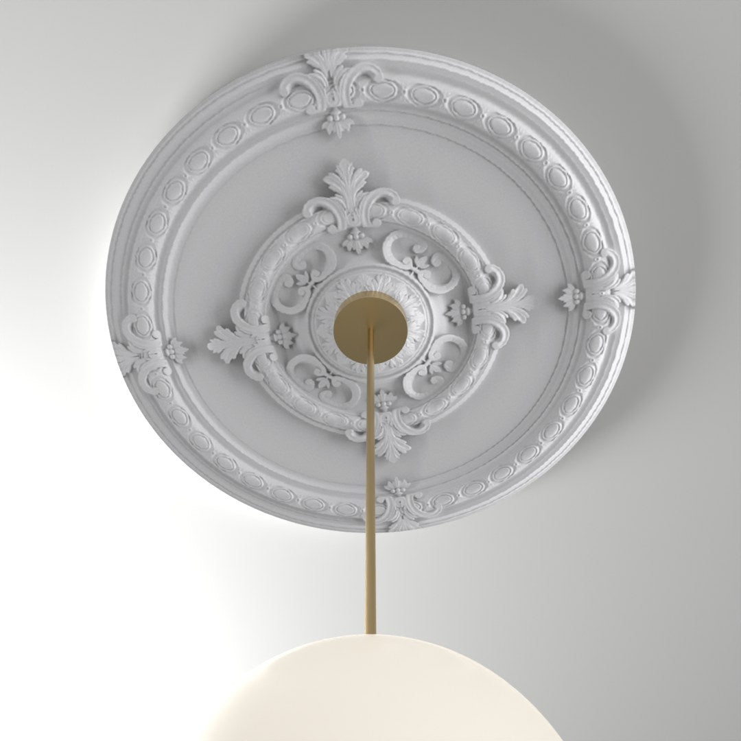 RM2020-35 ceiling medallion installed with pendant light