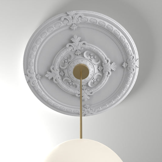RM2020-35 ceiling medallion installed with pendant light