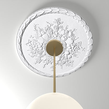 RM2222 ceiling medallion installed with pendant light