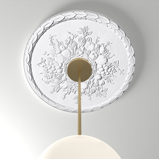 RM2222 ceiling medallion installed with pendant light