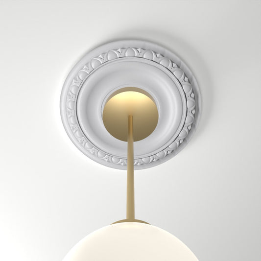 RM2424-EG ceiling medallion installed with pendant light