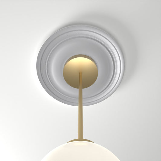 RM2424-SM ceiling medallion installed with pendant light