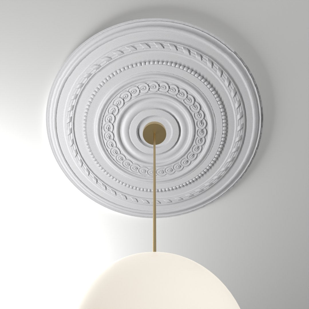 RM2626-45 ceiling medallion installed with pendant light