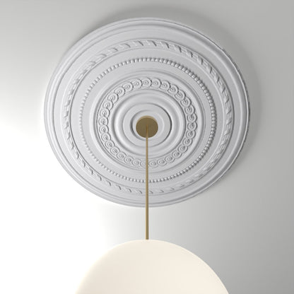 RM2626-45 ceiling medallion installed with pendant light