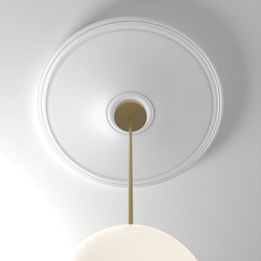 RM2828 ceiling medallion installed with pendant light