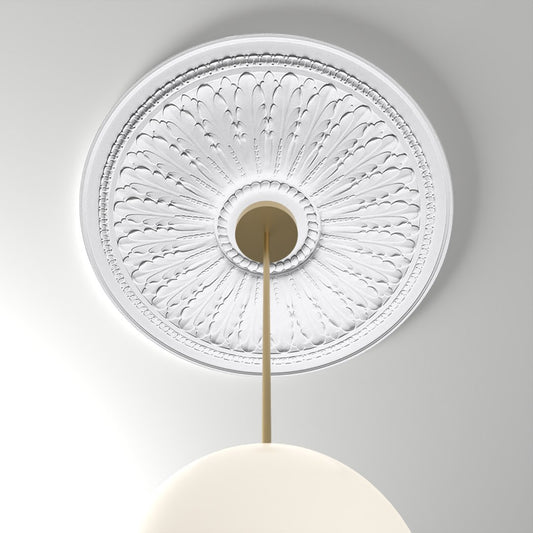 RM2929-FL ceiling medallion installed with pendant light