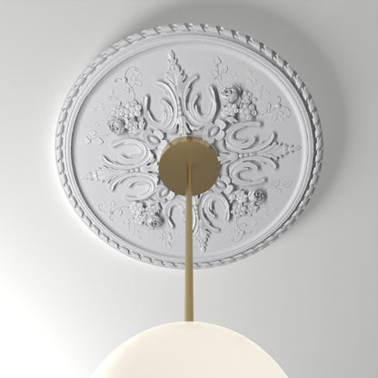 RM3333 ceiling medallion installed with pendant light