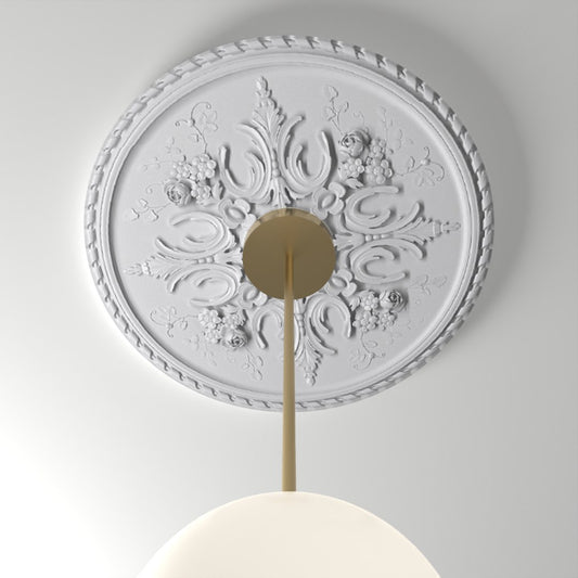 RM3333 ceiling medallion installed with pendant light