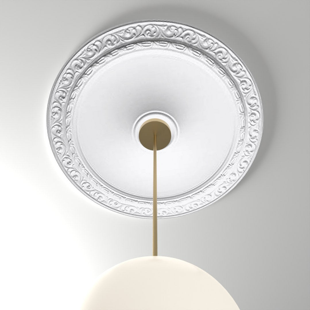 RM37502-32 ceiling medallion installed with pendant light