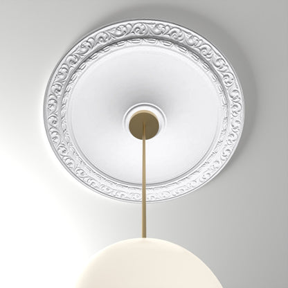 RM37502-32 ceiling medallion installed with pendant light