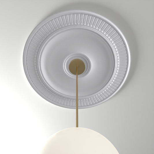 RM37506 ceiling medallion installed with pendant light