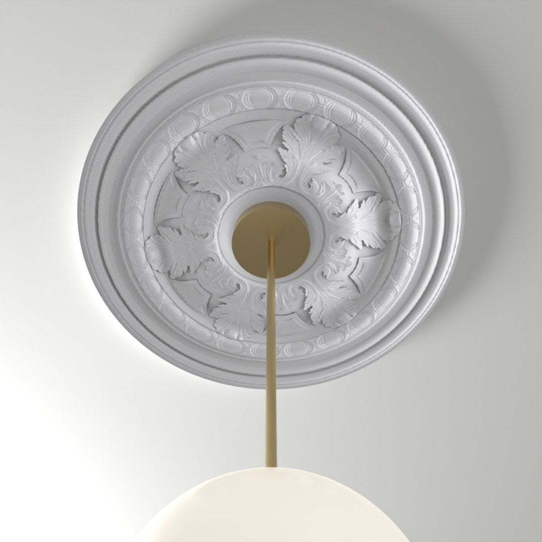 RM37544 ceiling medallion installed with pendant light