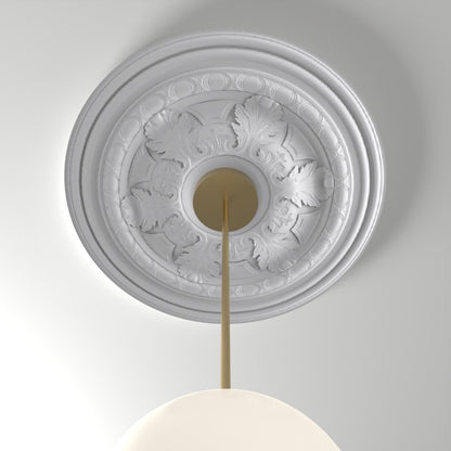 RM37544 ceiling medallion installed with pendant light