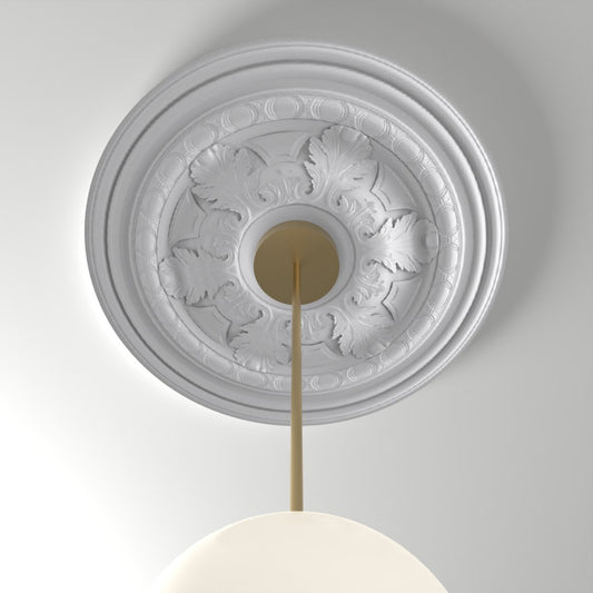 RM37544 ceiling medallion installed with pendant light