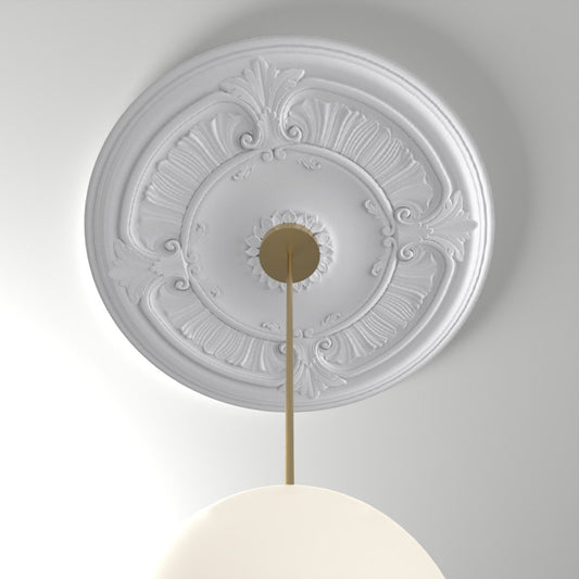 RM37552-33 ceiling medallion installed with pendant light