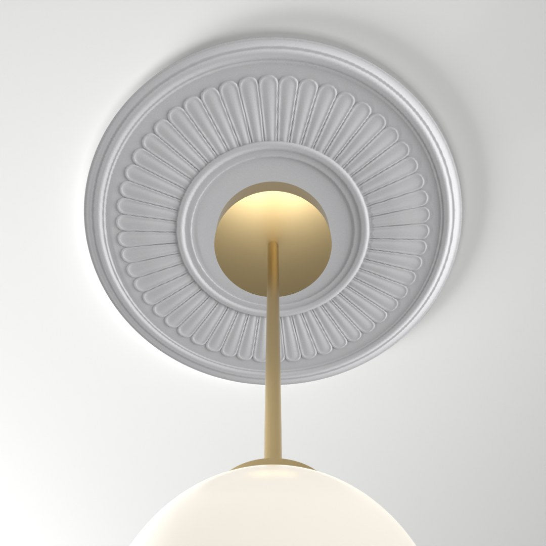 RM37555-16 ceiling medallion installed with pendant light