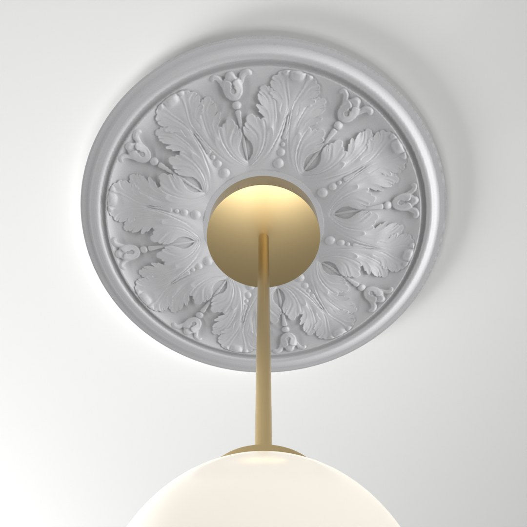 RM37559-16 ceiling medallion installed with pendant light