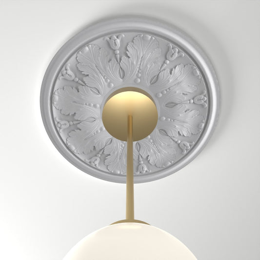 RM37559-16 ceiling medallion installed with pendant light