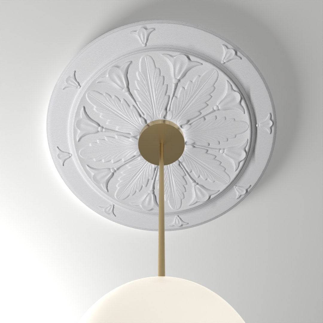 RM37565 ceiling medallion installed with pendant light