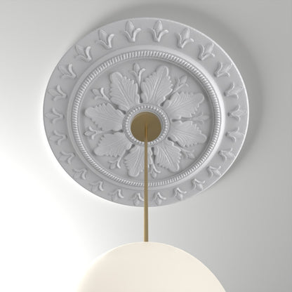 RM37566-33 ceiling medallion installed with pendant light