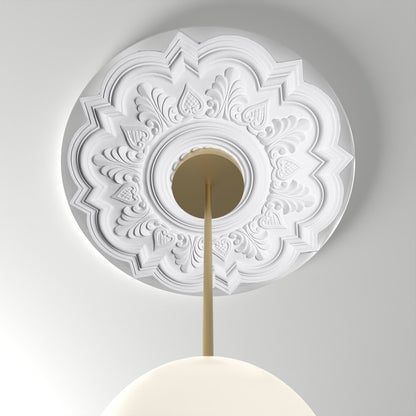 RM37571-21 ceiling medallion installed with pendant light