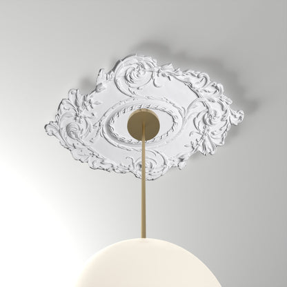 RM37575 ceiling medallion installed with pendant light