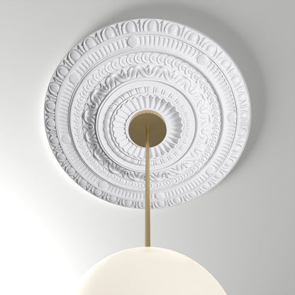 RM37576 ceiling medallion installed with pendant light