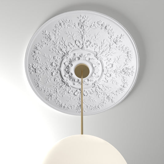 RM37578 ceiling medallion installed with pendant light