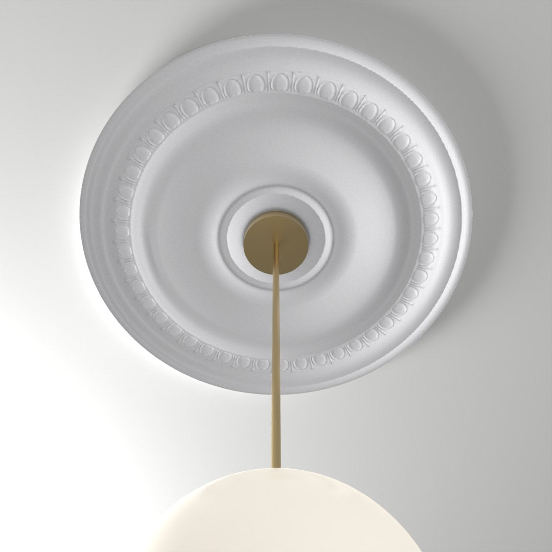RM37582 ceiling medallion installed with pendant light