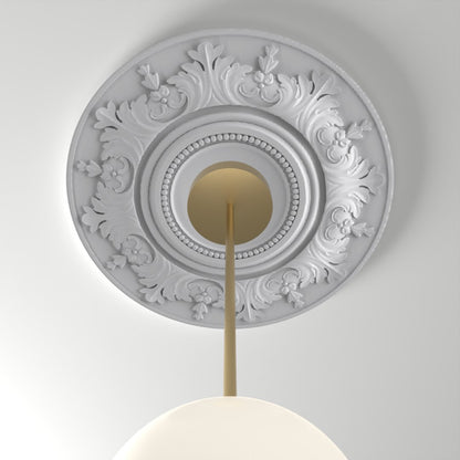 RM37589 ceiling medallion installed with pendant light