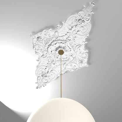 RM4471 ceiling medallion installed with pendant light