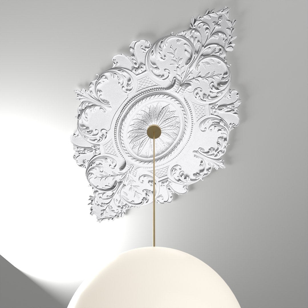 RM4671 ceiling medallion installed with pendant light
