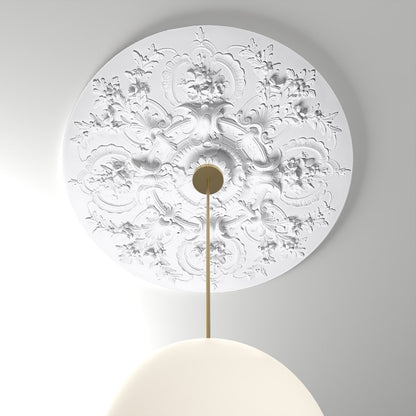 RM4747 ceiling medallion installed with pendant light