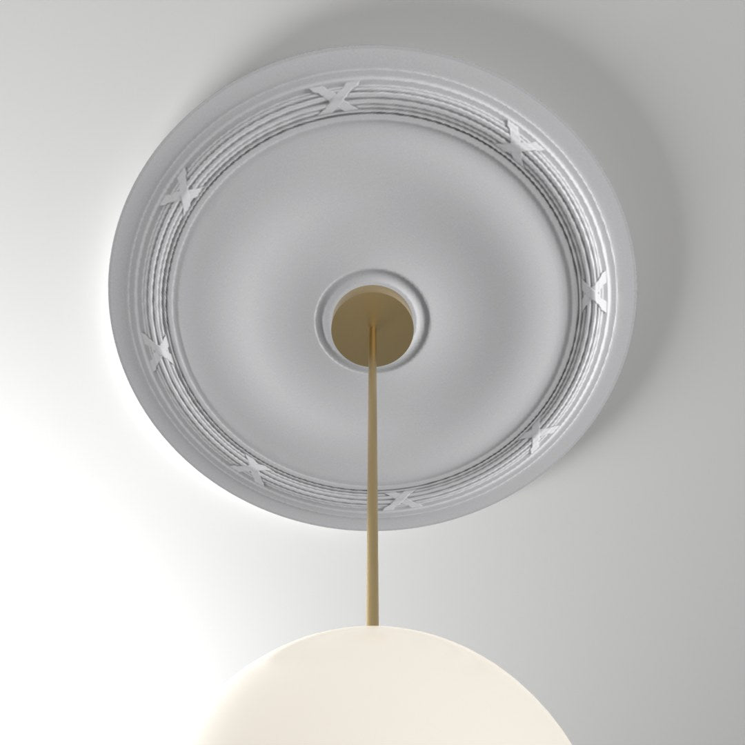 RM8740-31 ceiling medallion installed with pendant light