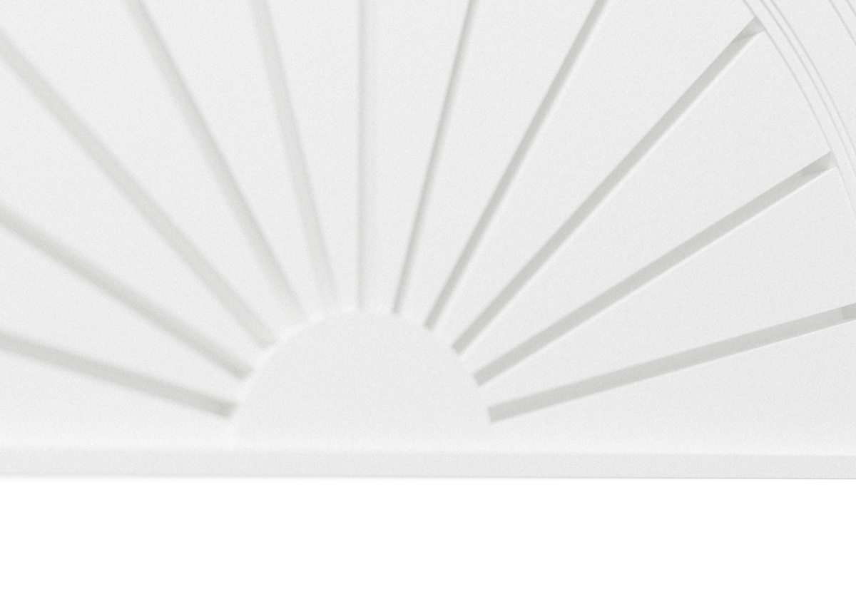 Polyurethane Decorative Half Round Sunburst Louver S240, 24 in. x 13 in., close-up of the slats
