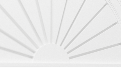 Polyurethane Decorative Half Round Sunburst Louver S240, 24 in. x 13 in., close-up of the slats