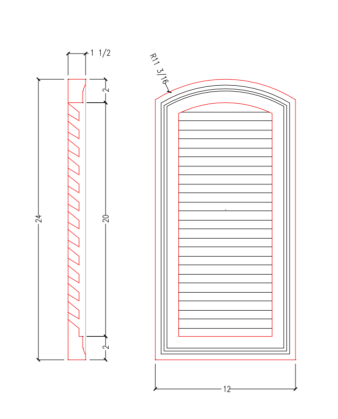 Functional Arch Louver with Eyebrow Top | POLE