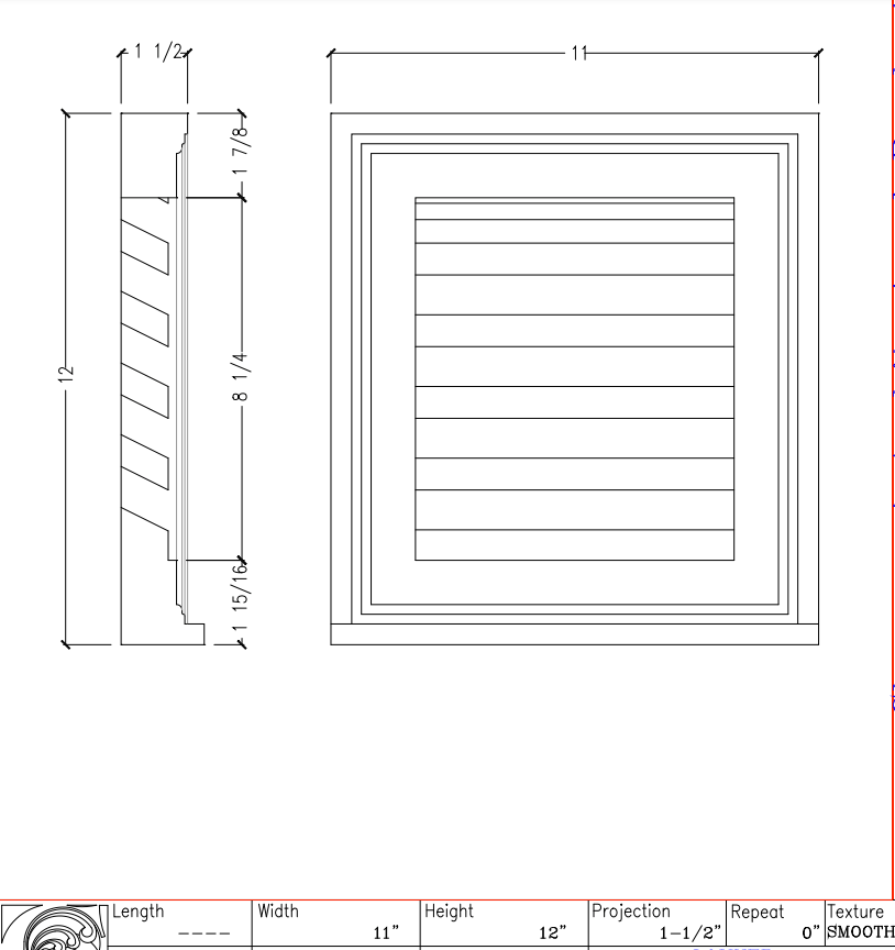 Functional Rectangular Louver with Sill