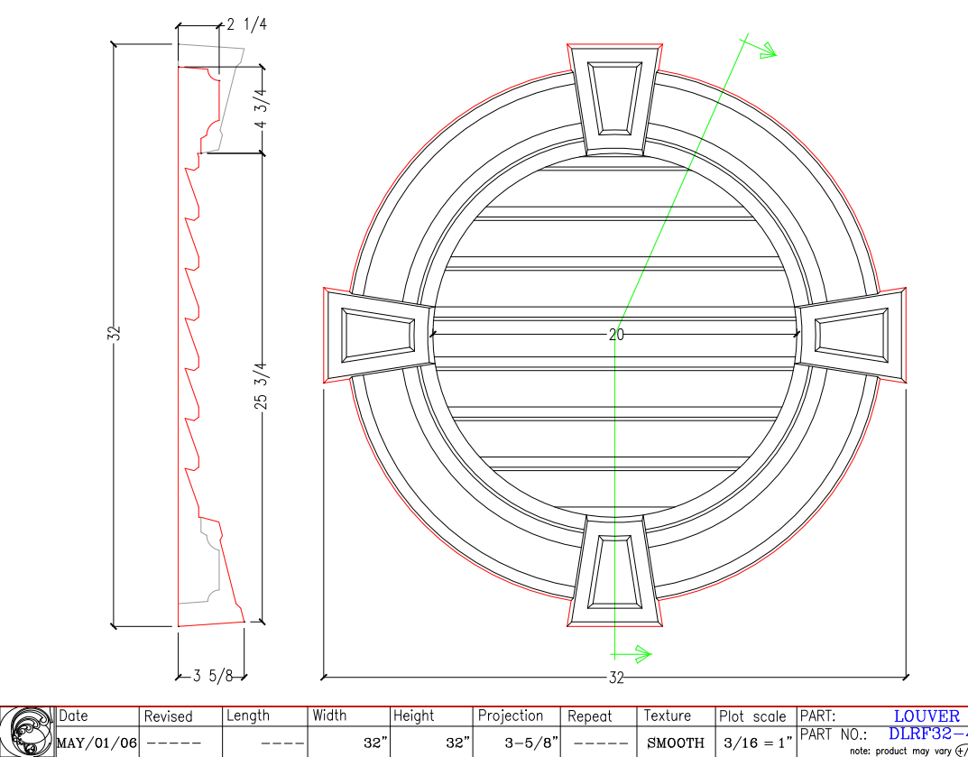 Closed Round Louver with Keystones | DLRF