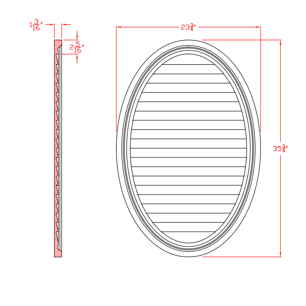 Decorative Oval Louver | Vertical