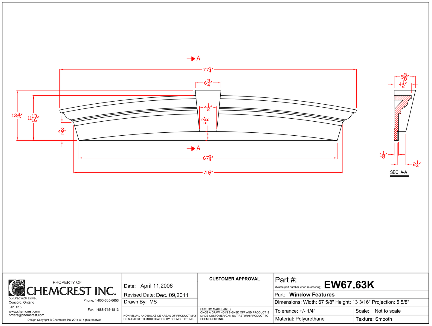 Elliptical Door/Window with Keystone | EW67.63K