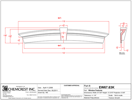 Elliptical Door/Window with Keystone | EW67.63K