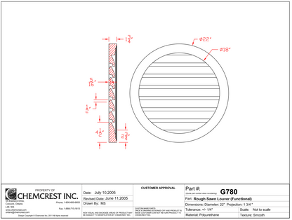 Round Functional Louver with Rough Sawn Finish | G780