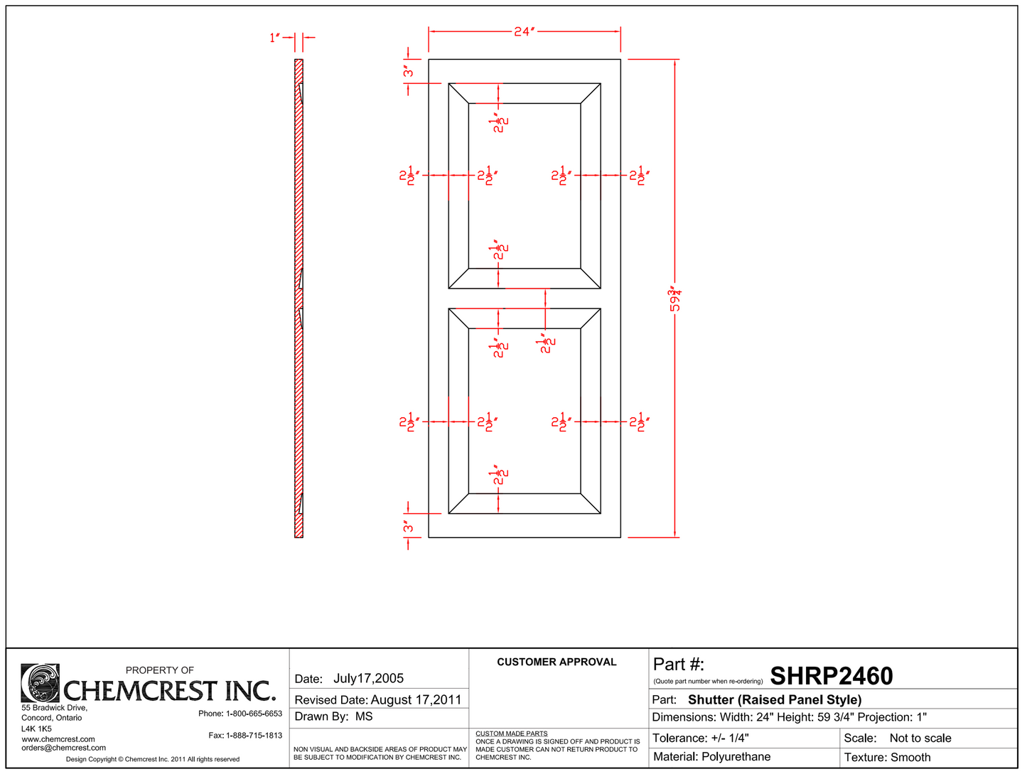 Raised Panel Shutter | SHRP2460