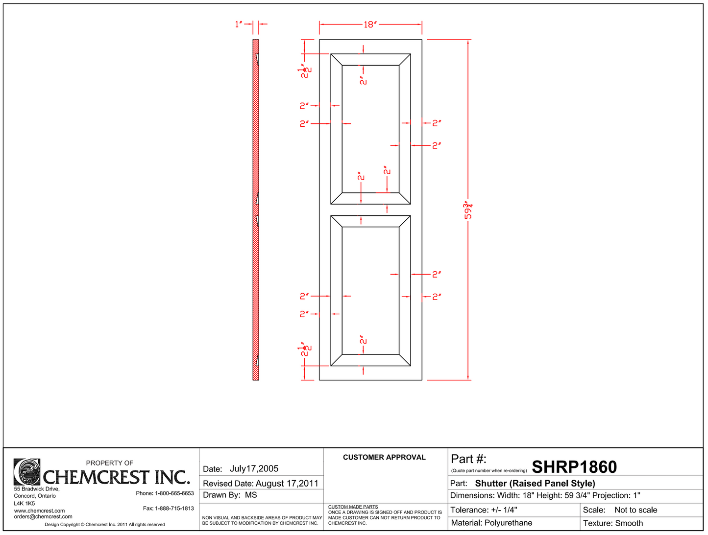 Raised Panel Shutter | SHRP1860