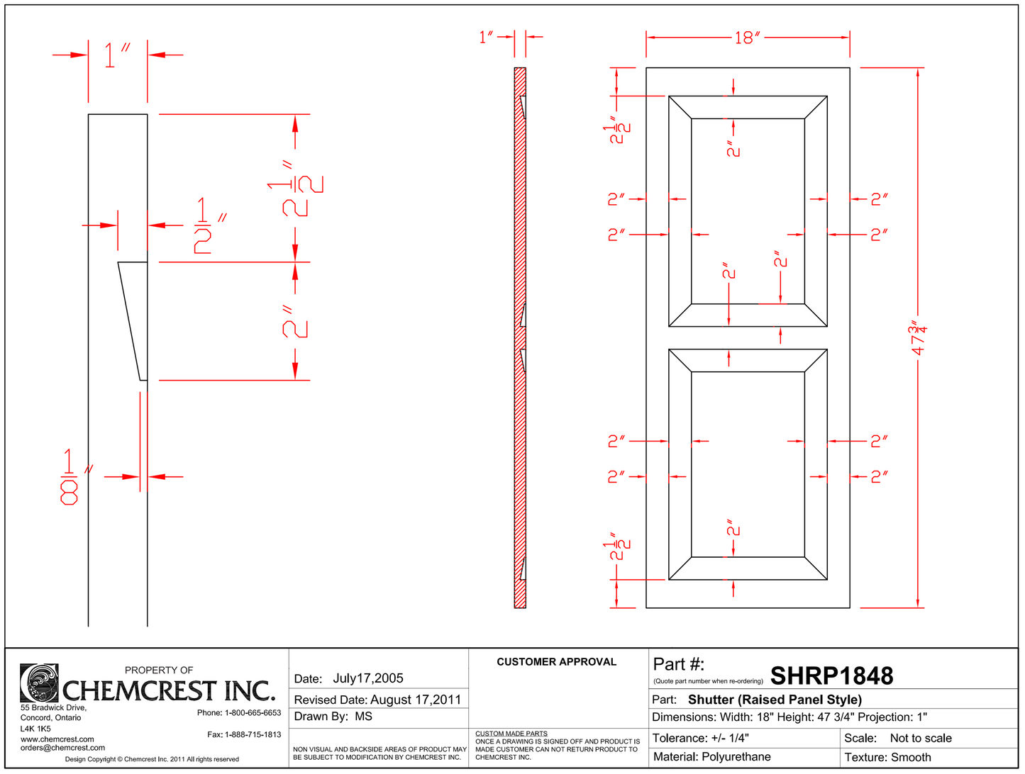 Raised Panel Shutter | SHRP1848